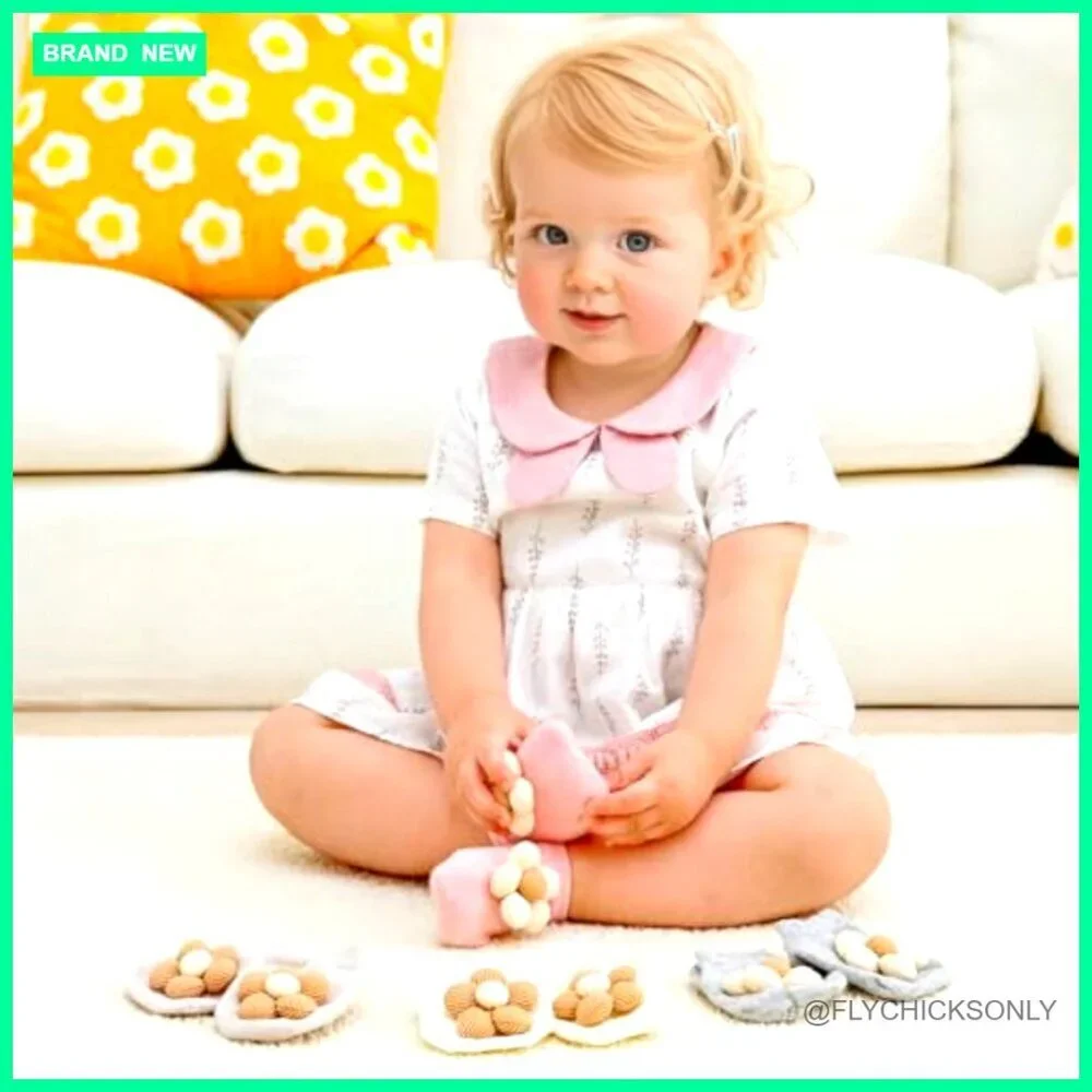 Toddler Non-Slip Ankle Socks 4 Pairs Cotton Floral Design
